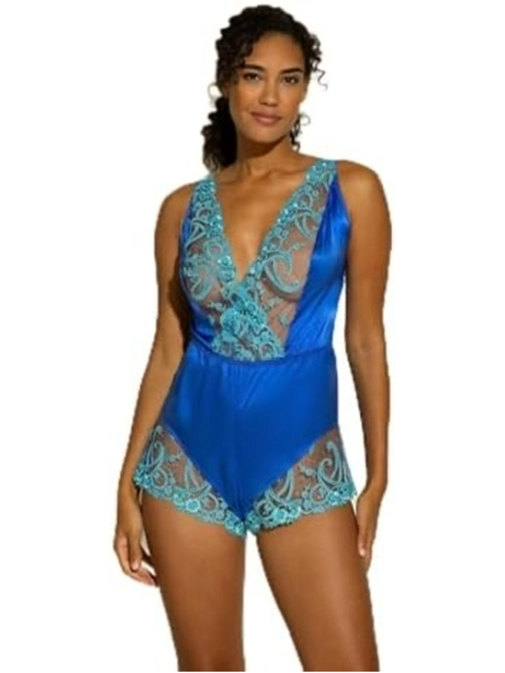 Cosabella Sanika Silk Romper Portofino Blue Size M NWT - Picture 2 of 3